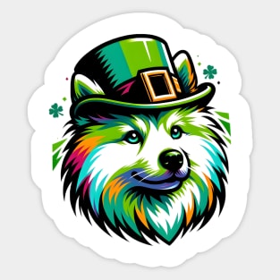 Japanese Spitz Celebrates Saint Patrick's Day Sticker